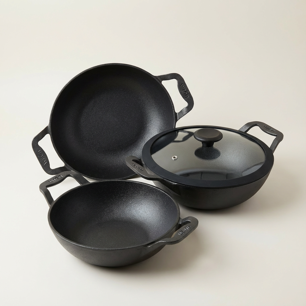 Chella Cast Iron Wok Bundle (20cm + 24cm + 27 cm)